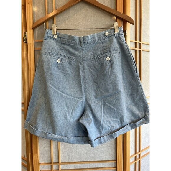 Vintage Womens GAP Pleated High Rise Shorts Blue, Chambray, Denim Size 11-12 - Picture 3 of 7